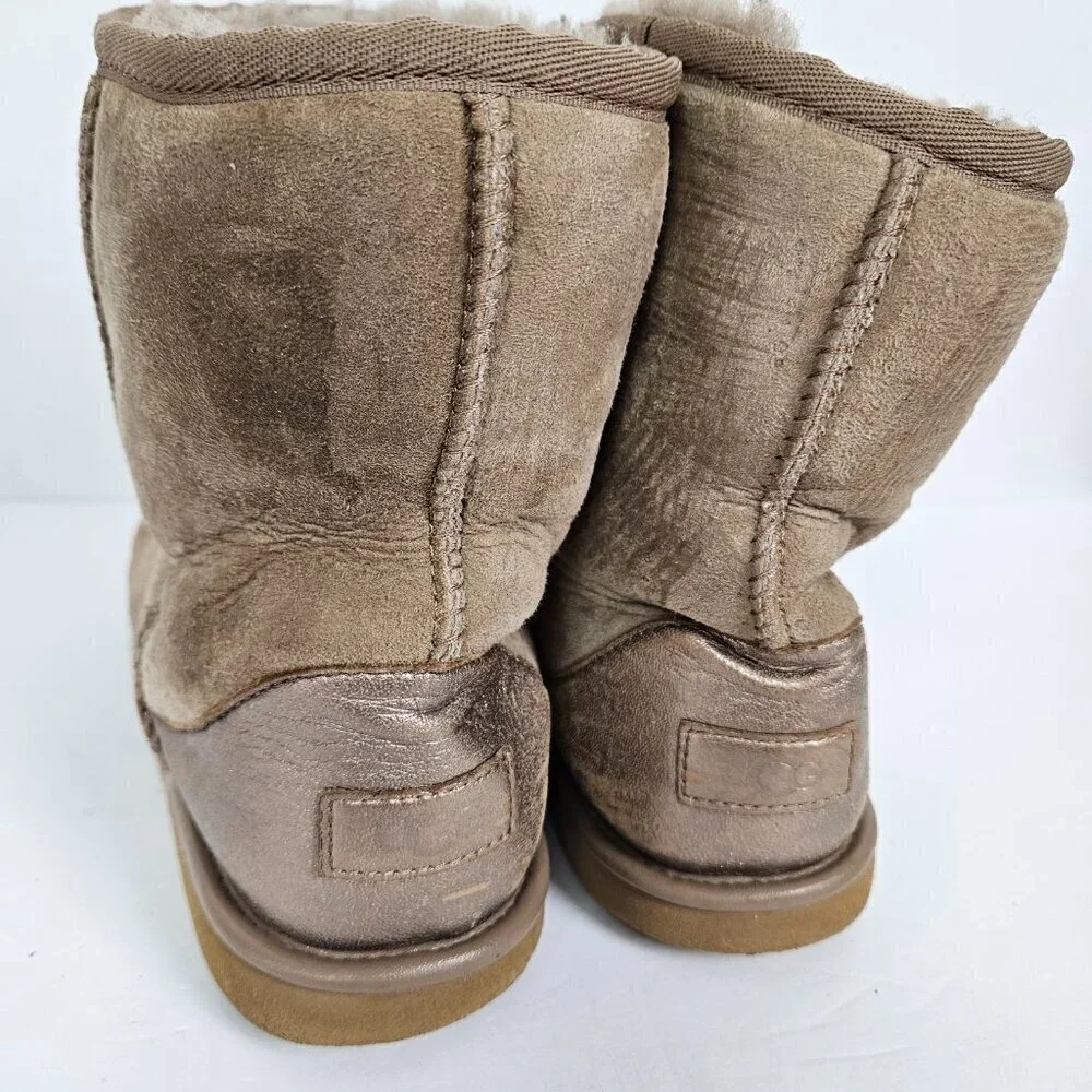UGG Kids' Classic II Shine Shearling Pull On Boot Tan 5